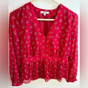 Madewell v-neck peplum top in little Lilies